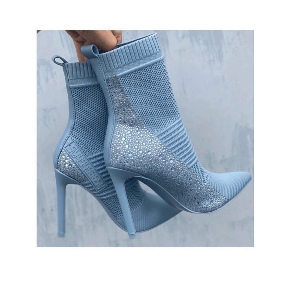 NWT Steve Madden 8.5 Maxwelle Pointed Jeweled Bling Heeled Ankle Sock Booties